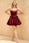Emma Burgundy Satin Mini Dress with Bows | Corset Dress