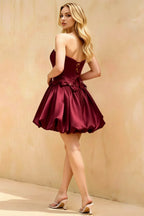Emma Burgundy Satin Mini Dress with Bows | Corset Dress