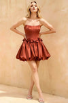 Emma Burnt Orange Satin Mini Dress | Corset Party Dress