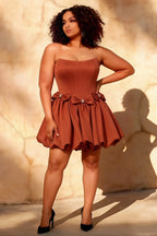 Emma Burnt Orange Satin Mini Dress | Corset Party Dress