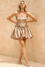 Emma Champagne Satin Mini Dress | Elegant Corset Homecoming & Party Dress