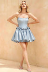 Emma Light Blue Satin Mini Dress | Elegant Corset Homecoming Dress