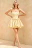 Emma Light Yellow Satin Mini Dress | A-Line Strapless Corset Hoco Dress