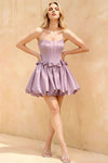 Emma Lilac Satin Mini Dress | Corset Backless Party & Prom Dress