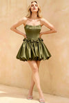 Emma Olive Green Satin Corset Mini Dress for Homecoming