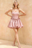 Emma Pink Satin Mini Dress | Strapless Corset Homecoming Dress