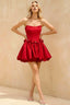 Emma Red Satin Mini Dress | A-Line Corset Dress for Homecoming Graduation