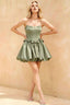 Emma Sage Green Satin Mini Dress for Cocktail & Party
