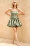 Emma Sage Green Satin Mini Dress for Cocktail & Party