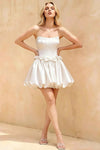 Emma White Satin Mini Dress | Strapless Corset Party Gown