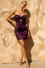 Erica Grape Mini Dress With Pleats | Strapless Ruched Cutout Party Dress for Women