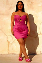 Erica Haddy Pleated Mini Dress In Rosette