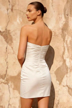 Erica White Pleated Mini Dress | Sweetheart Neckline Cocktail Dress for Women