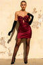 Erin Burgundy Bodycon Mini Dress with Cutouts | Rhinestone Bow