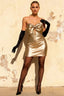 Erin Champagne Rhinestone Bow Cutout Mini Dress