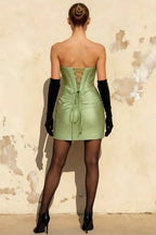 Erin Cutout Mini Dress In Green | Bodycon Graduation Dress with Bow