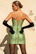 Erin Cutout Mini Dress In Green | Bodycon Graduation Dress with Bow