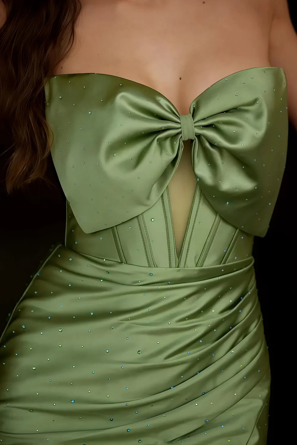 Erin Cutout Mini Dress In Green | Bodycon Graduation Dress with Bow