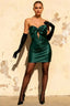 Erin Emerald Green Cutout Mini Dress | Sparkly Rhinestone Party