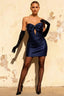 Erin Nbd Navy Mini Cutout Dress | Rhinestone Bow Satin Party Gown