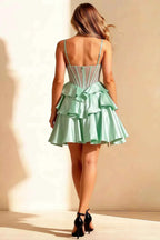 Esther Light Green Mini Dress with Bow for Homecoming