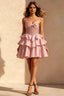 Esther Pink Bow Mini Dress | Satin Bustier Homecoming Mini