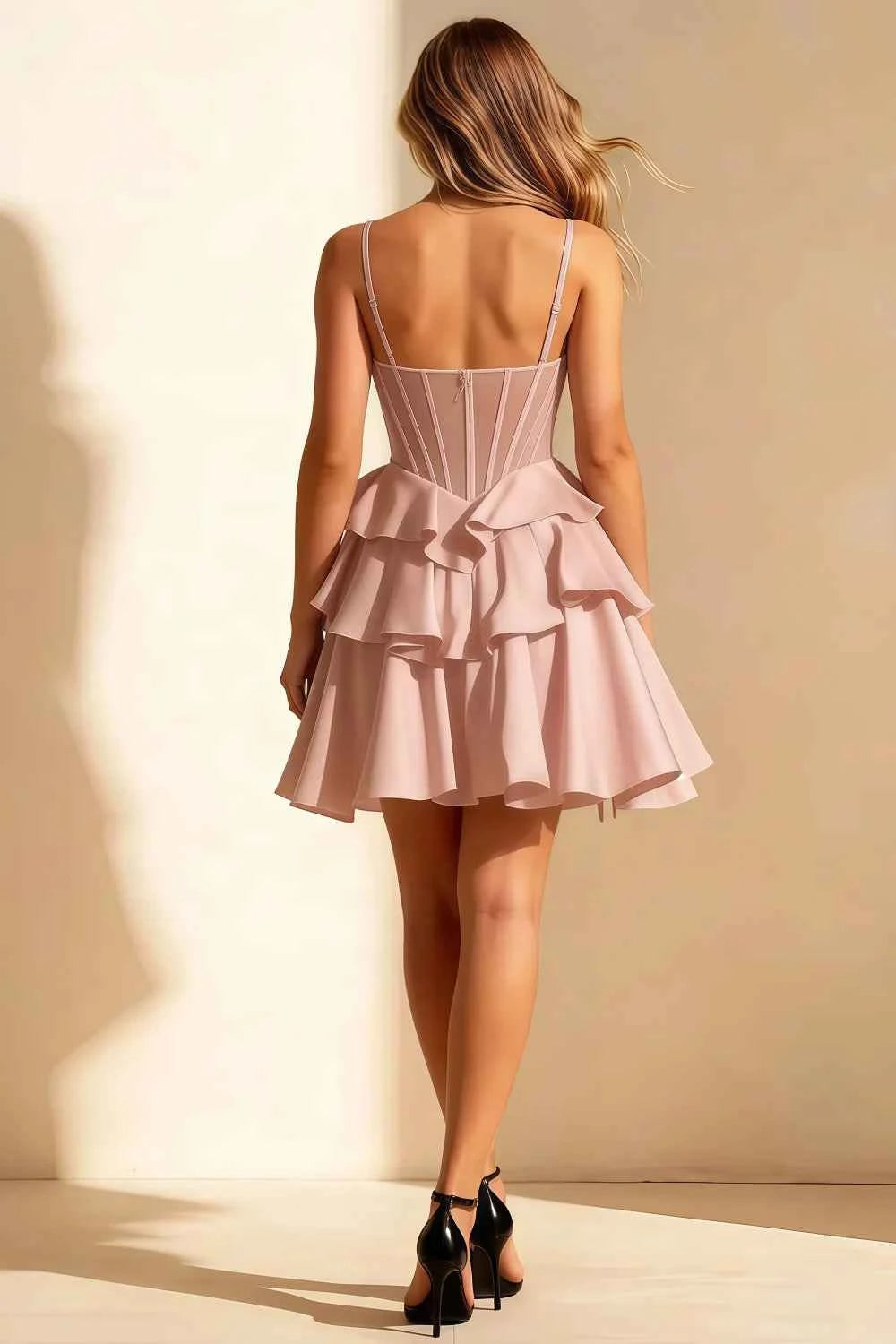Esther Pink Bow Mini Dress | Satin Bustier Homecoming Mini Secondary image