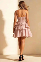 Esther Pink Bow Mini Dress | Satin Bustier Homecoming Mini