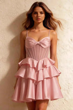 Esther Pink Bow Mini Dress | Satin Bustier Homecoming Mini
