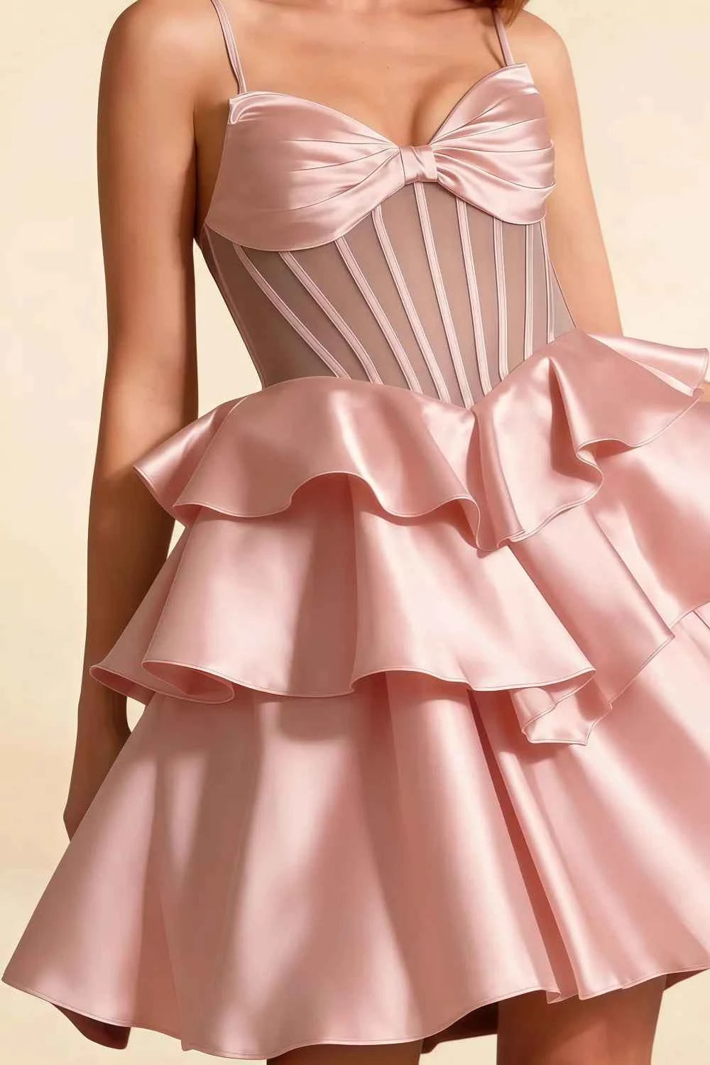 Esther Pink Bow Mini Dress | Satin Bustier Homecoming Mini