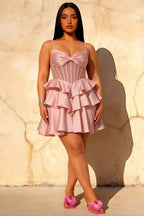 Esther Pink Bow Mini Dress | Satin Bustier Homecoming Mini