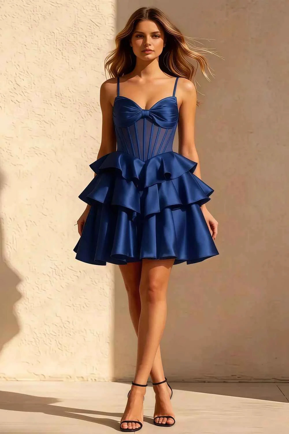 Esther Royal Blue Mini Dress With Bow | Cocktail Party