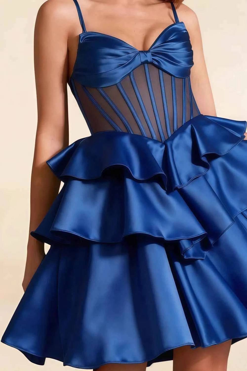 Esther Royal Blue Mini Dress With Bow | Cocktail Party