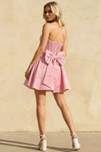 Eugenia Jacquard Corset Mini Dress In Pink for Hoco & Party
