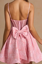 Eugenia Jacquard Corset Mini Dress In Pink for Hoco & Party