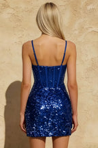 Evelyn Royal Blue Sequin Mini Dress | Sparkle Party Dress