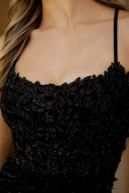 Faith Black Lace Rhinestone Mini Sheath Dress