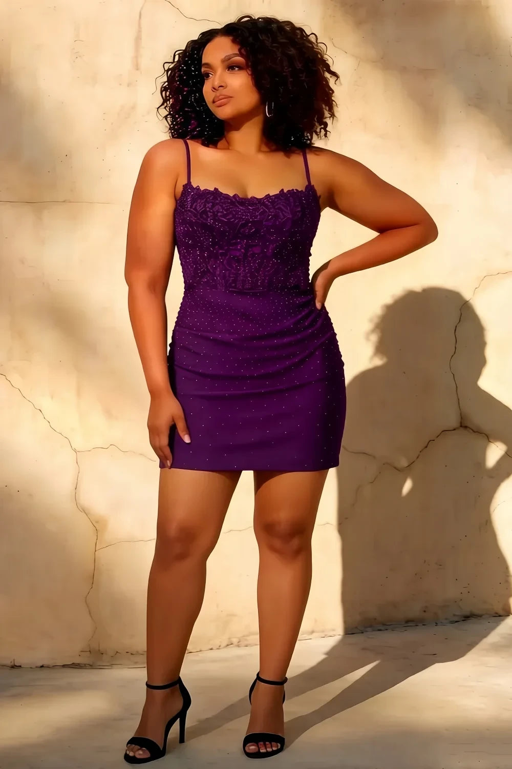 Faith Purple Sheath Mini Dress | Lace Corset Homecoming Gown