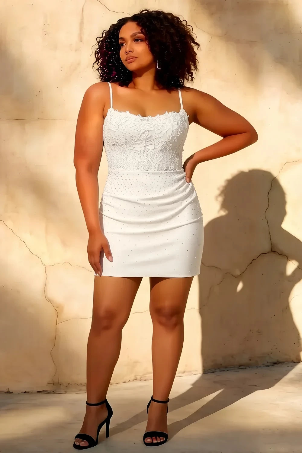 Faith White Lace Sheath Mini Dress for Hoco & Graduation