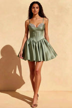 Felicia Beaded Green Mini Dress | Ideal for Homecoming