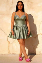 Felicia Beaded Green Mini Dress | Ideal for Homecoming