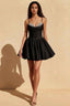 Felicia Black Beaded Mini Dress | Corset Homecoming Gown