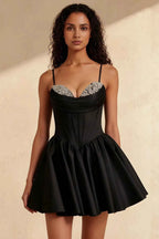 Felicia Black Beaded Mini Dress | Corset Homecoming Gown