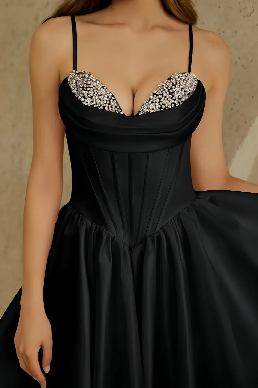 Felicia Black Beaded Mini Dress | Corset Homecoming Gown