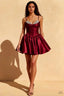 Felicia Burgundy Beaded Mini Dress - Dulsea Satin Corset Gown