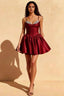 Felicia Red Beaded Mini Dress | Satin Corset Party Dress