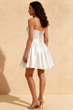 Felicia White Beaded Corset Mini Dress for Homecoming & Graduation
