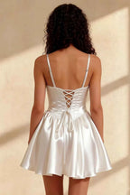 Felicia White Beaded Corset Mini Dress for Homecoming & Graduation