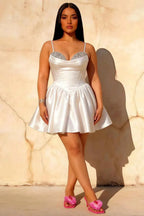 Felicia White Beaded Corset Mini Dress for Homecoming & Graduation