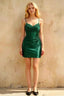 Florence Dark Green Bodycon Mini Dress | Satin Party Dress